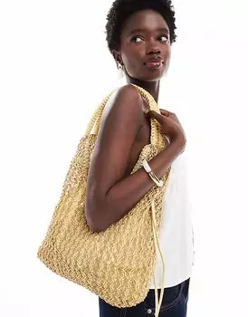 Сумка через плечо из ротанга Pull&Bear желтого цвета