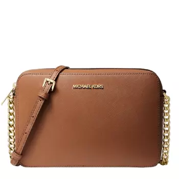 Сумка через плечо из сафьяновой кожи Michael Kors Jet Set, коричневый