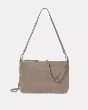 Сумка через плечо из серо-коричневой кожи со звездами Brownie, коричневый