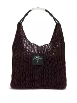 Сумка через плечо из сетки с плетеной ручкой Plan C, коричневый