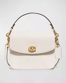 Сумка через плечо из шагреневой кожи с клапаном и цепочкой Coach, цвет White
