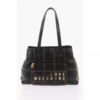 Сумка через плечо из стеганой искусственной кожи LOVE с золотым логотипом Moschino, Black