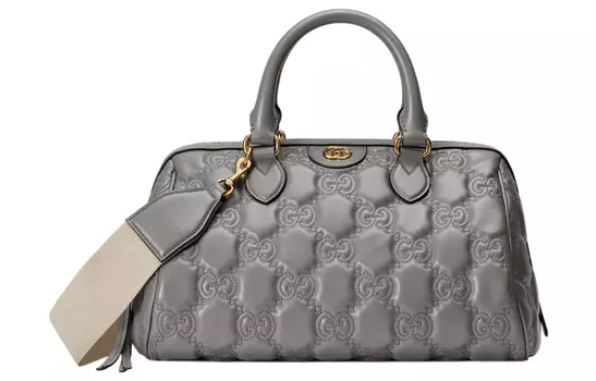 Сумка через плечо из стеганой кожи, женская серая GUCCI