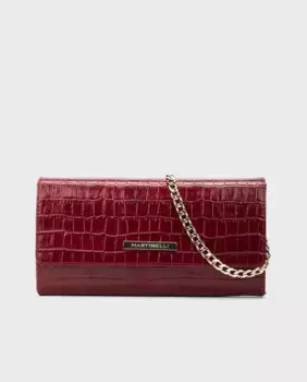 Сумка через плечо из темно-бордовой кожи с ручкой-цепочкой Martinelli, цвет Granate