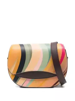 Сумка через плечо из темной кожи с узором в виде завитков Paul Smith, коричневый