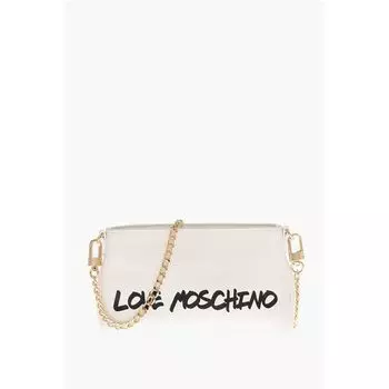 Сумка через плечо из текстурированной кожи LOVE с логотипом-принтом Moschino, White