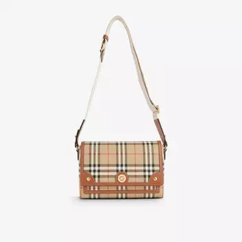 Сумка через плечо из тканой смеси с принтом в клетку и клапаном спереди Burberry, коричневый