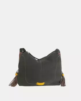 Сумка через плечо из замши цвета хаки в сочетании с серо-коричневым цветом Volum