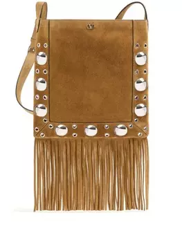Сумка через плечо из замши с бахромой Valentino Garavani, коричневый