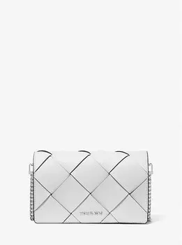 Сумка через плечо Jet set из плетеной кожи среднего размера Michael Kors, белый