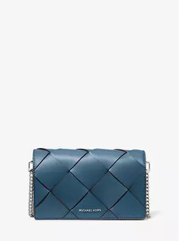 Сумка через плечо Jet set из плетеной кожи среднего размера Michael Kors, синий