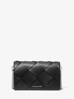 Сумка через плечо Jet set из плетеной кожи среднего размера Michael Kors, черный