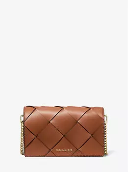 Сумка через плечо Jet set из плетеной кожи среднего размера Michael Kors, коричневый