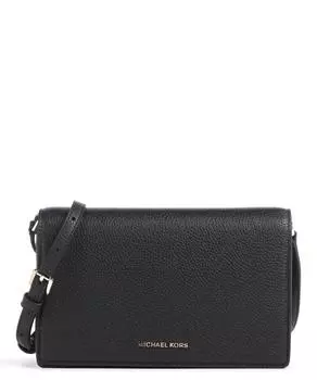 Сумка кросс-боди женская Michael Kors Jet set кожаная с золотым логотипом, черный
