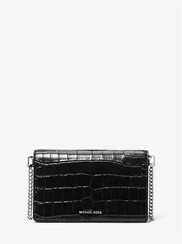 Сумка через плечо Jet Set Medium из тисненой кожи крокодила Michael Kors, черный