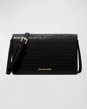 Сумка через плечо Jet Set с клапаном и тиснением под крокодила MICHAEL Michael Kors, цвет Black