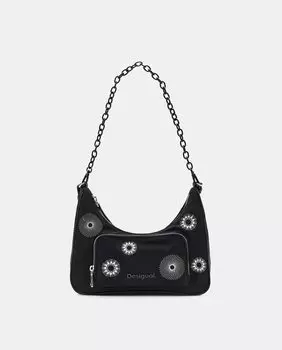 Сумка через плечо Jimenas из черного нейлона с металлизированной вышивкой Desigual, черный