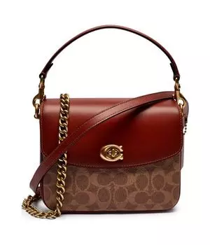 Сумка через плечо Кэсси с добавлением кожи Coach, коричневый