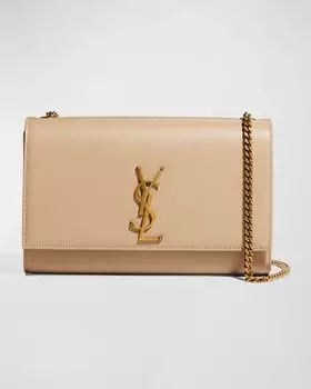 Сумка через плечо Kate Medium YSL из зерненой кожи Saint Laurent, цвет Dark Beige
