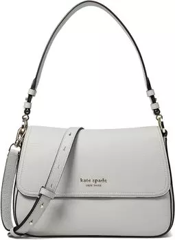 Сумка через плечо Kate Spade New York Hudson Pebbled Leather Medium Convertible Flap Shoulder Bag, цвет Platinum Grey