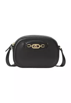 Сумка через плечо, кожа, эмблема, однотонная, женская LAUREN RALPH LAUREN, черный