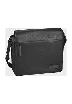 Сумка через плечо, кожа, нашивка, отделение для ноутбука, однотонная JOST, черный