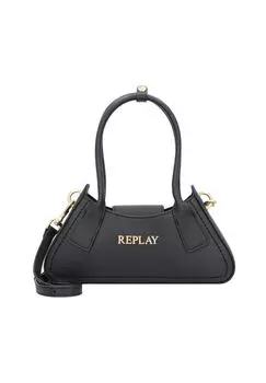 Сумка через плечо кожаная 28,5 см REPLAY, черный