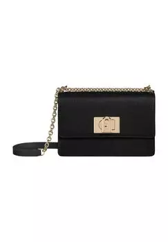 Сумка через плечо, кожаная, однотонная, женская FURLA, цвет Nero