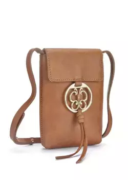 Сумка через плечо LASCANA, с декоративной пряжкой, сумка для мобильного телефона, мини-сумка, через плечо VEGAN, цвет Braun-Goldfarben