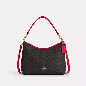 Сумка через плечо Laurel COACH, цвет gold/walnut/bold red