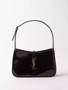 Сумка через плечо le 5 7 из лакированной кожи Saint Laurent, черный