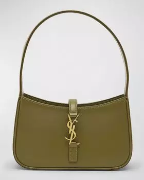 Сумка через плечо Le 5 A 7 Mini YSL из гладкой кожи Saint Laurent, цвет Vert Olive