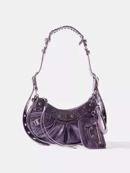 Сумка через плечо le cagole xs из металлизированной кожи Balenciaga, фиолетовый
