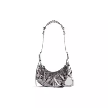 Сумка через плечо Le Cagole XS металлизированная BALENCIAGA, серебряный