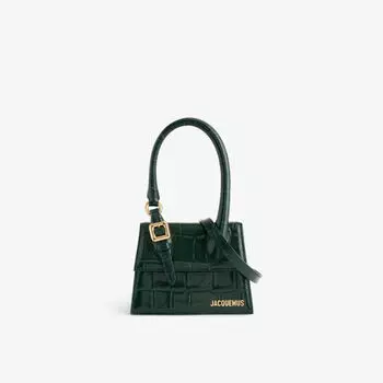 Сумка через плечо le chiquito среднего размера из кожи с тиснением под крокодила Jacquemus, зеленый