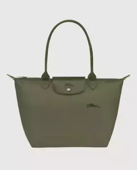 Сумка через плечо Le Pliage Green среднего размера с застежкой-молнией Longchamp, зеленый