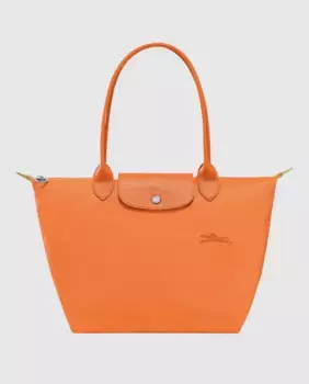 Сумка через плечо Le Pliage Green среднего размера с застежкой-молнией Longchamp, оранжевый