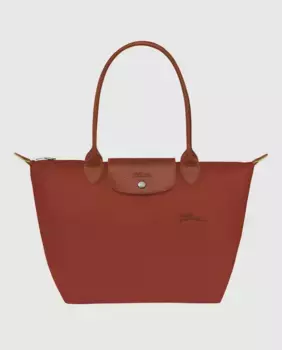 Сумка через плечо Le Pliage Green среднего размера с застежкой-молнией Longchamp, коричневый