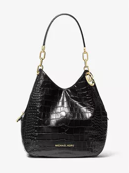 Сумка через плечо Lillie Large из тисненой кожи под крокодила Michael Kors, черный