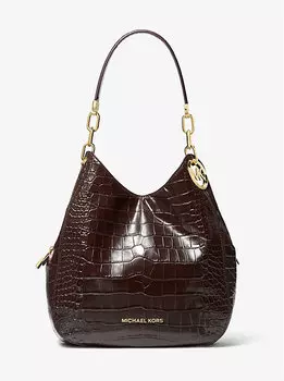 Сумка через плечо Lillie Large из тисненой кожи под крокодила Michael Kors, коричневый