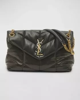 Сумка через плечо Lou Puffer среднего размера YSL из стеганой кожи Saint Laurent, цвет Black