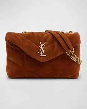 Сумка через плечо Lou Puffer Toy YSL из стеганой замши Saint Laurent, цвет Macaron