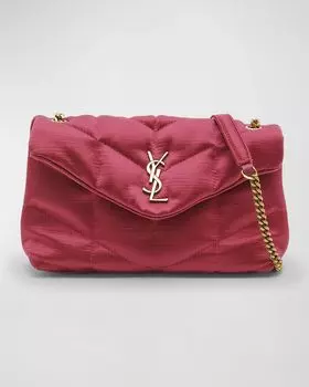 Сумка через плечо Lou Puffer Toy YSL из стеганого атласа Saint Laurent, цвет Fuchsia