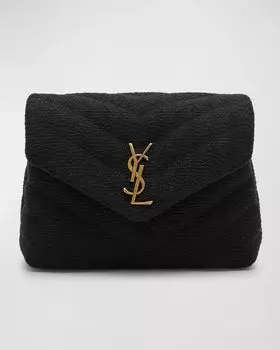 Сумка через плечо Loulou Toy YSL из стеганого твида Saint Laurent, цвет Noir