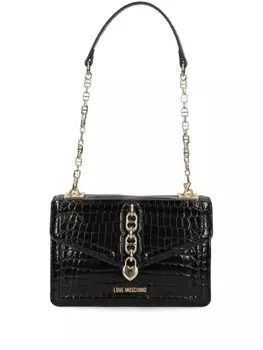 Сумка через плечо Love Moschino с тиснением под крокодила, черный