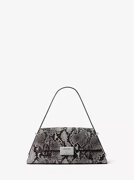 Сумка через плечо Ludlow Medium из кожи с тиснением под змею Michael Kors, серый