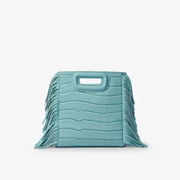 Сумка через плечо M mini из кожи с тиснением под крокодила Maje, цвет bleus