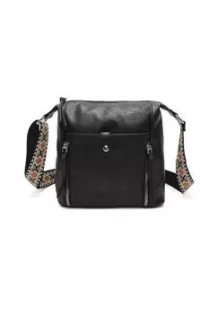 Сумка через плечо Madura из искусственной кожи с четырьмя молниями и холщовым ремешком Fontanella Fashion, черный