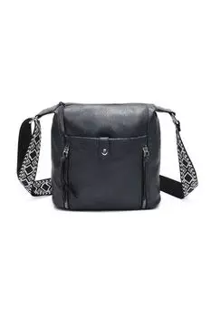 Сумка через плечо Madura из искусственной кожи с четырьмя молниями и холщовым ремешком Fontanella Fashion, синий