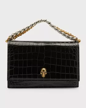 Сумка через плечо маленького размера с тиснением под крокодила Alexander McQueen